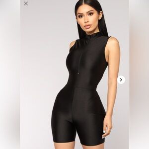 Fashion Nova Black Sleeveless Zip-Up Romper